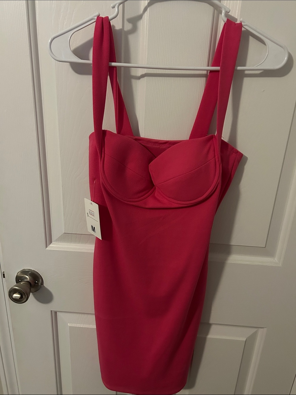 Hot Pink Bodycon Dress with Bustier Detail